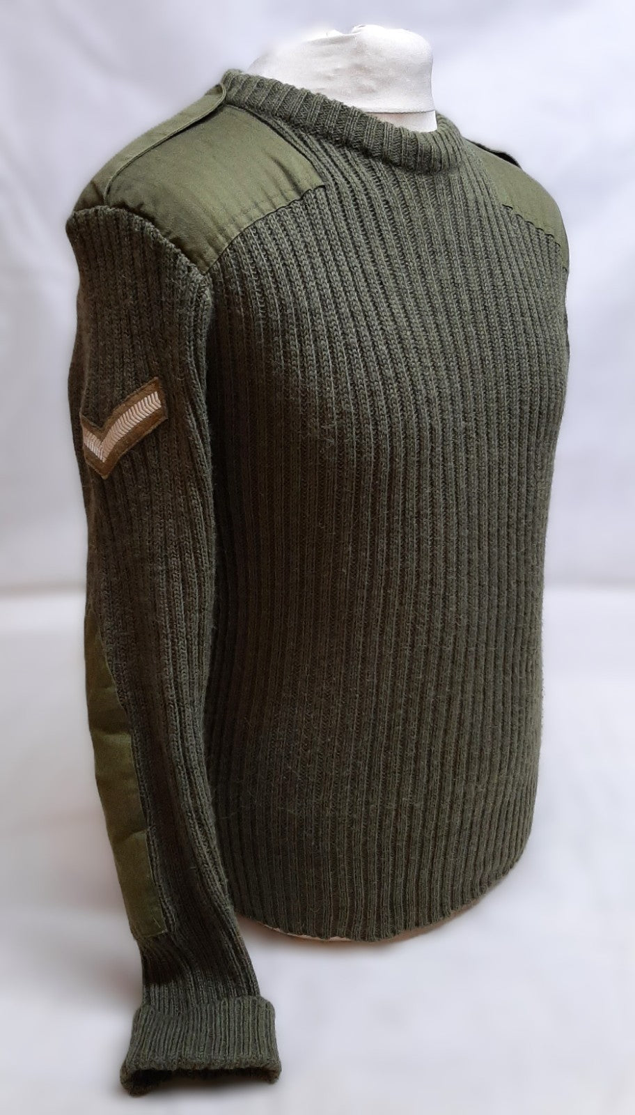 Army Commando Jumper British Forces Ribbed Olive Green Pullover L CPL Insignia M