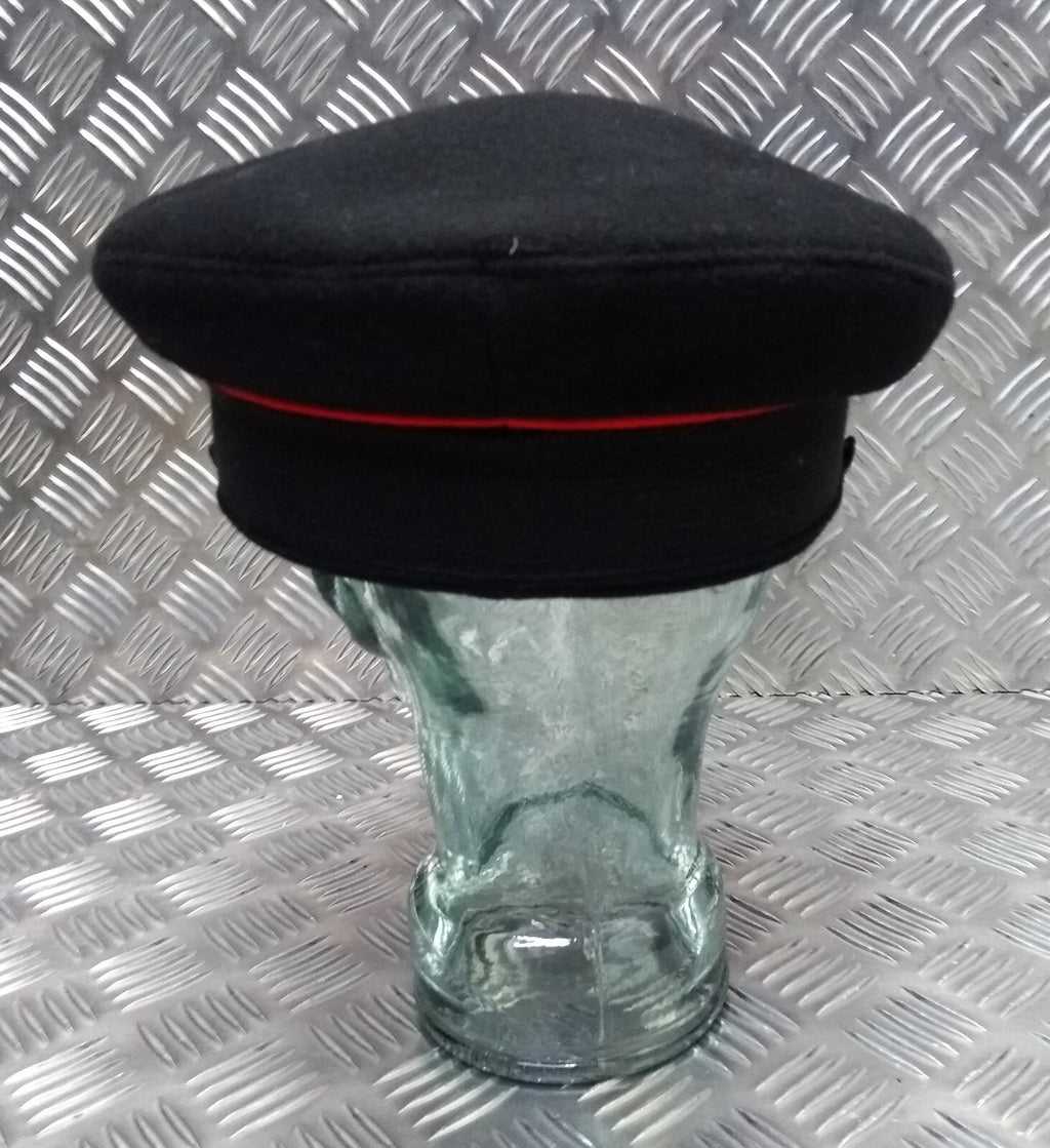 Uniform Dress Cap Black with Red Piping Chinstrap & Buttons Visor Cap 57cm