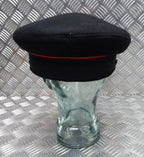 Uniform Dress Cap Black with Red Piping Chinstrap & Buttons Visor Cap 57cm