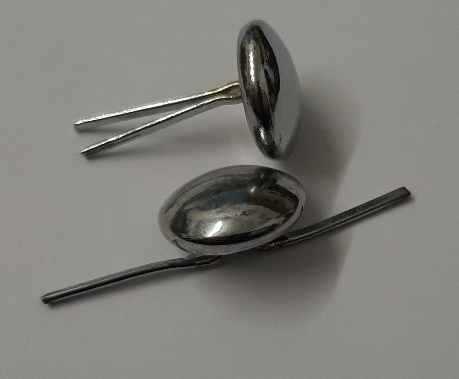 Vintage Buttons Half Dome Split Pin Silver Coloured 1/2" Two Prong X4 ASBT303