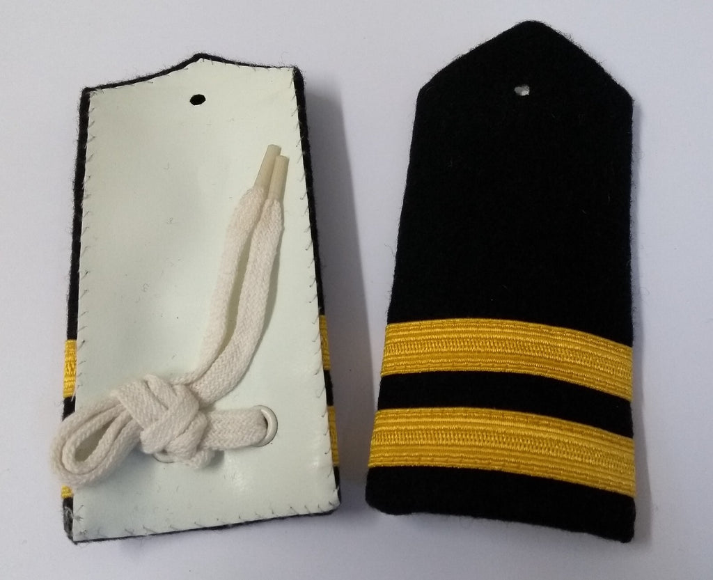 Naval Officers 2 Bar No1 Uniform Shoulder Boards Epaulette Black & Gold Detail