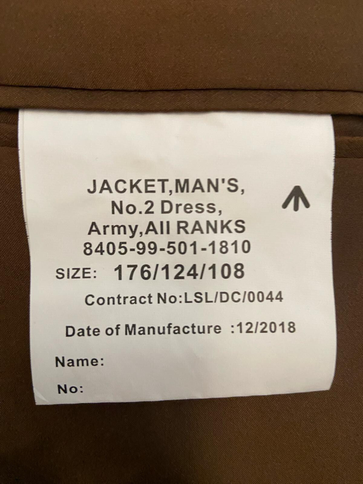 British Army No2 Dress Jacket FAD & Belt Chest 49" / 176/124/108cm - New