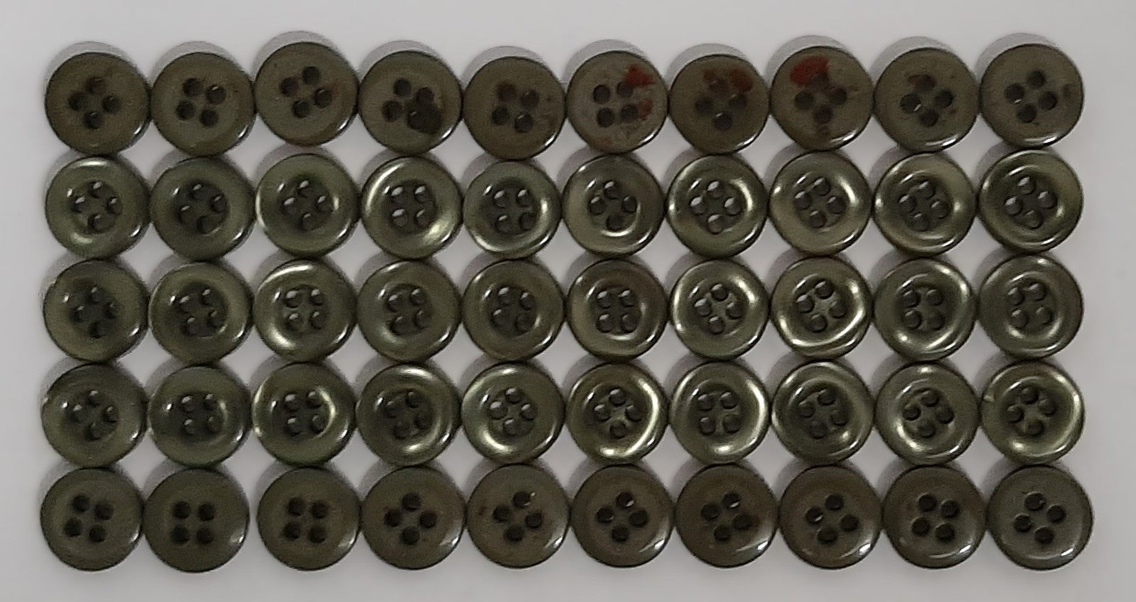 50 Vintage Buttons 4 Hole Shirt / Shank Anchors Pearlesque Green 8.9mm old Stock