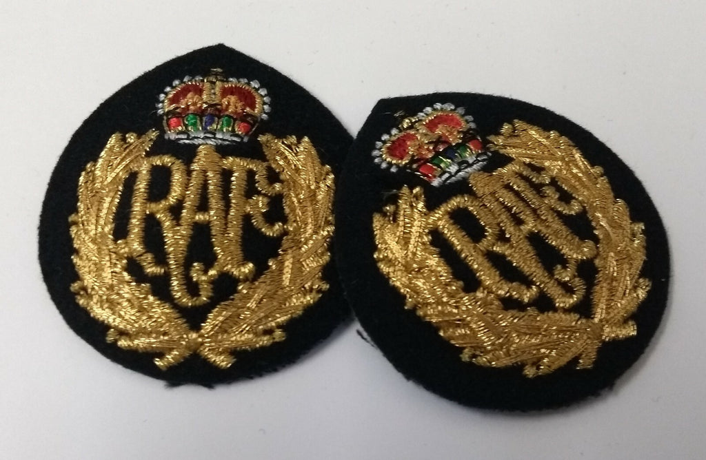 Hat Badge RAF Royal Air Force Braided Cloth Standard Dress Cap Patches X2