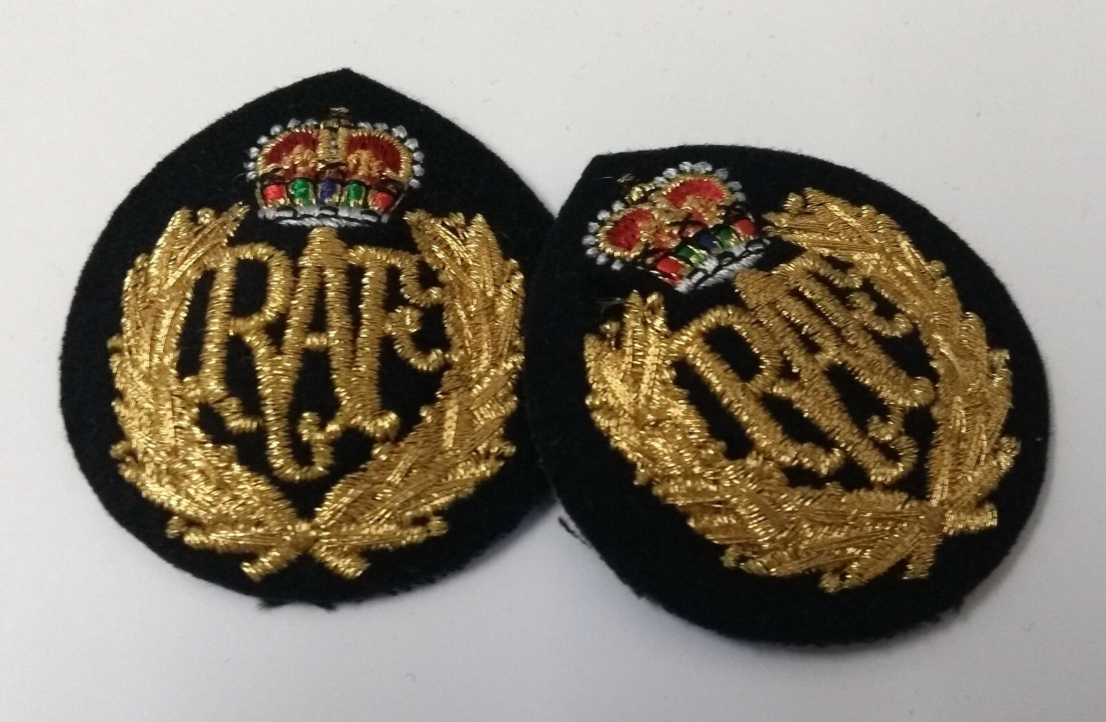 Hat Badge RAF Royal Air Force Braided Cloth Standard Dress Cap Patches X2