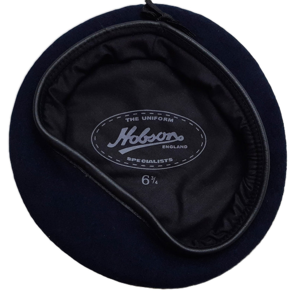 Navy Beret British Old Pattern Hobson Beret Leather Rim 6 3/4 55cm