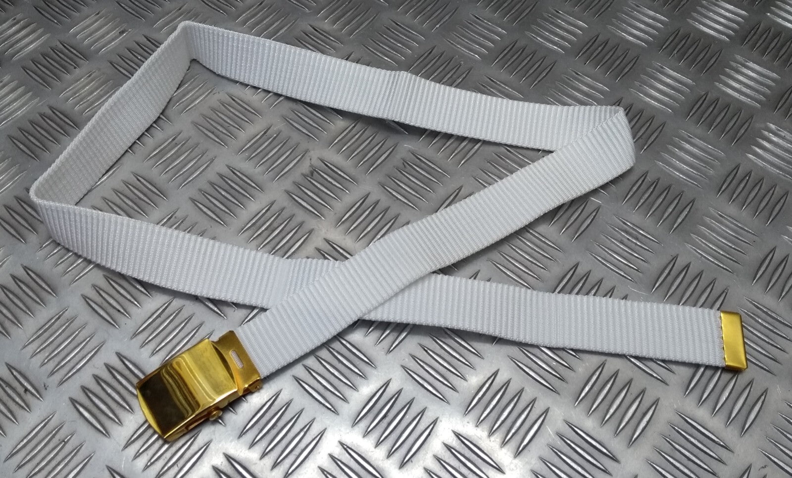 Naval White Belt Ribbed Nylon High Sheen Roll Buckle Issue upto 42"