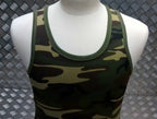 100% Cotton Woodland Camouflage Sleeveless Vest Singlet Tank Top All Sizes NEW