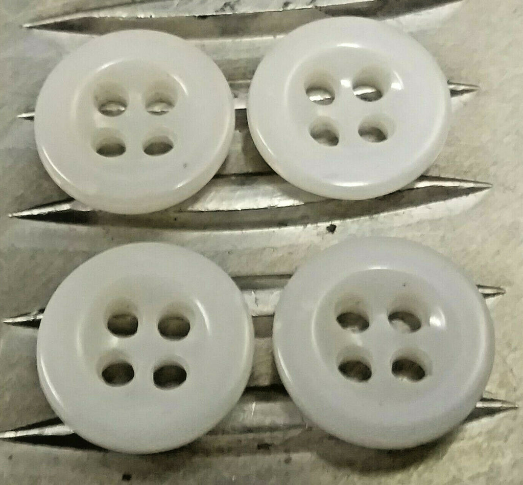 Naval White Plastic Buttons Vintage Genuine Issue 4 Hole X 4 14mm