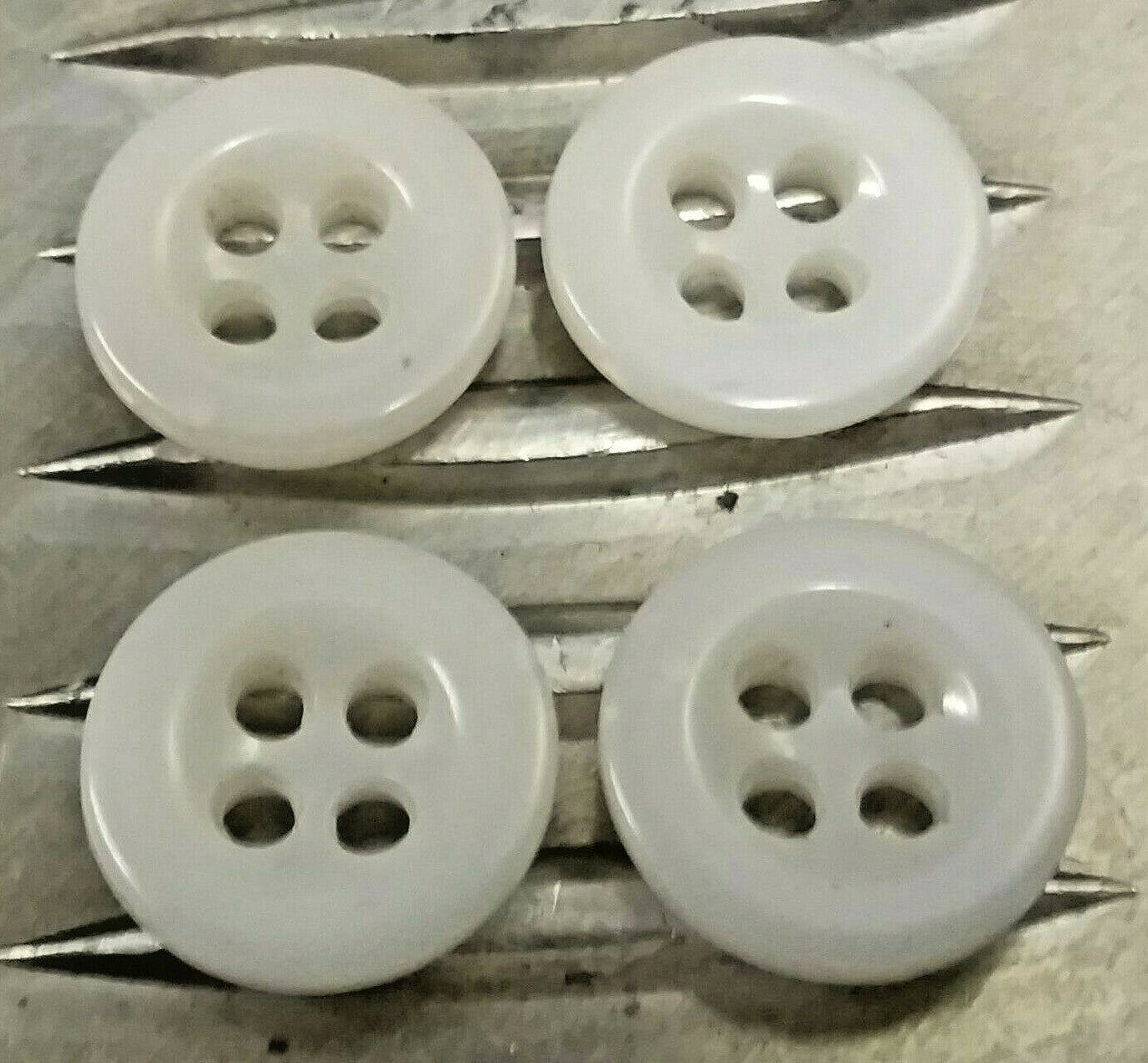 Naval White Plastic Buttons Vintage Genuine Issue 4 Hole X 4 14mm