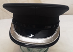 Officers Style Black Peaked Cap Hat with Chin Strap Fancy Dress Size 54cm