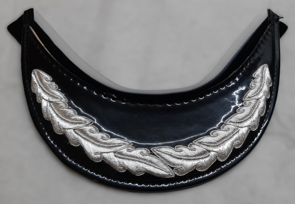 Officers Patent Peak British Forces Dress Hat Visor 1 Row Oak Leaf Silver Braid