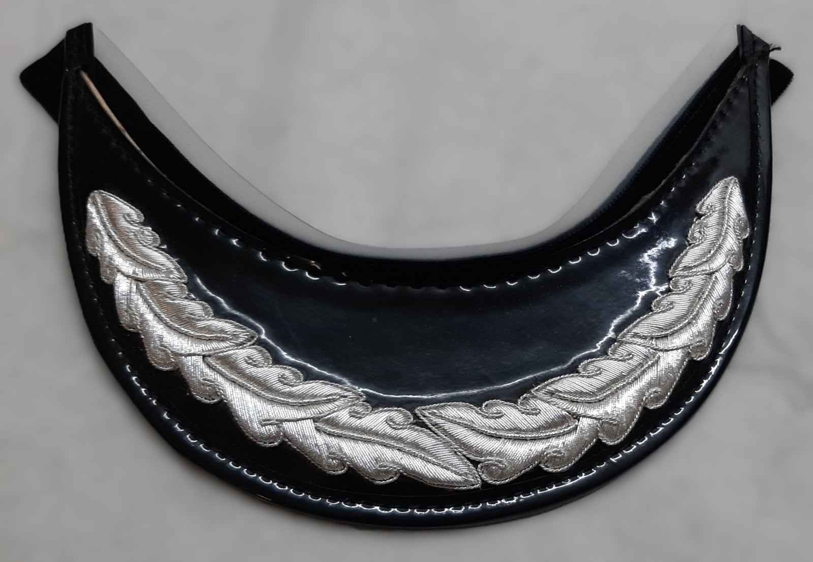 Officers Patent Peak British Forces Dress Hat Visor 1 Row Oak Leaf Silver Braid