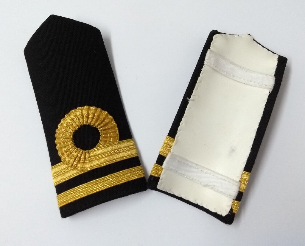 Naval Officers Lieutenant Uniform Shoulder Boards Epaulette Black & Gold Detail