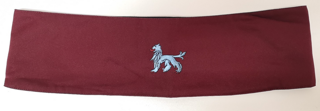 Maroon Cummerbund with Light Blue Stattant Lion Symbol Waist 34-37"