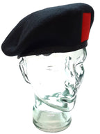 Officers Style Black Beret Cap With Red Patch British Made NEW Old Stock 59cm
