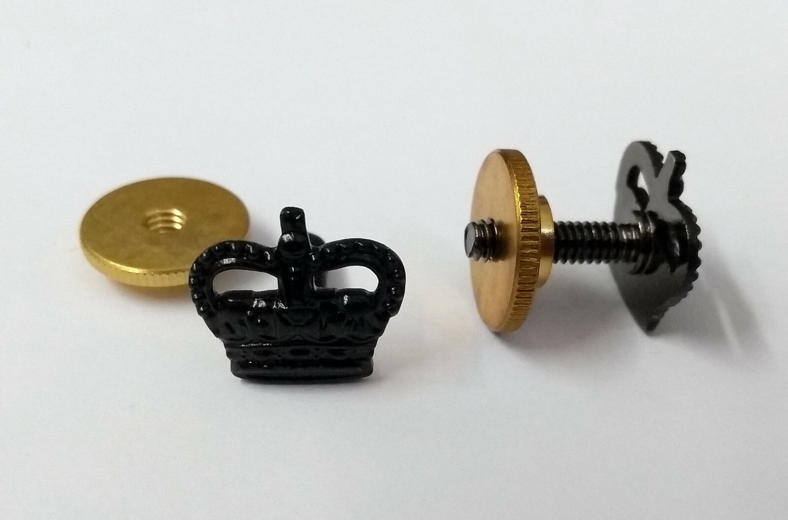 Black Crown 3/8" Subdued Officer Rank Crown 1 Pair Screw Fitment GIM159