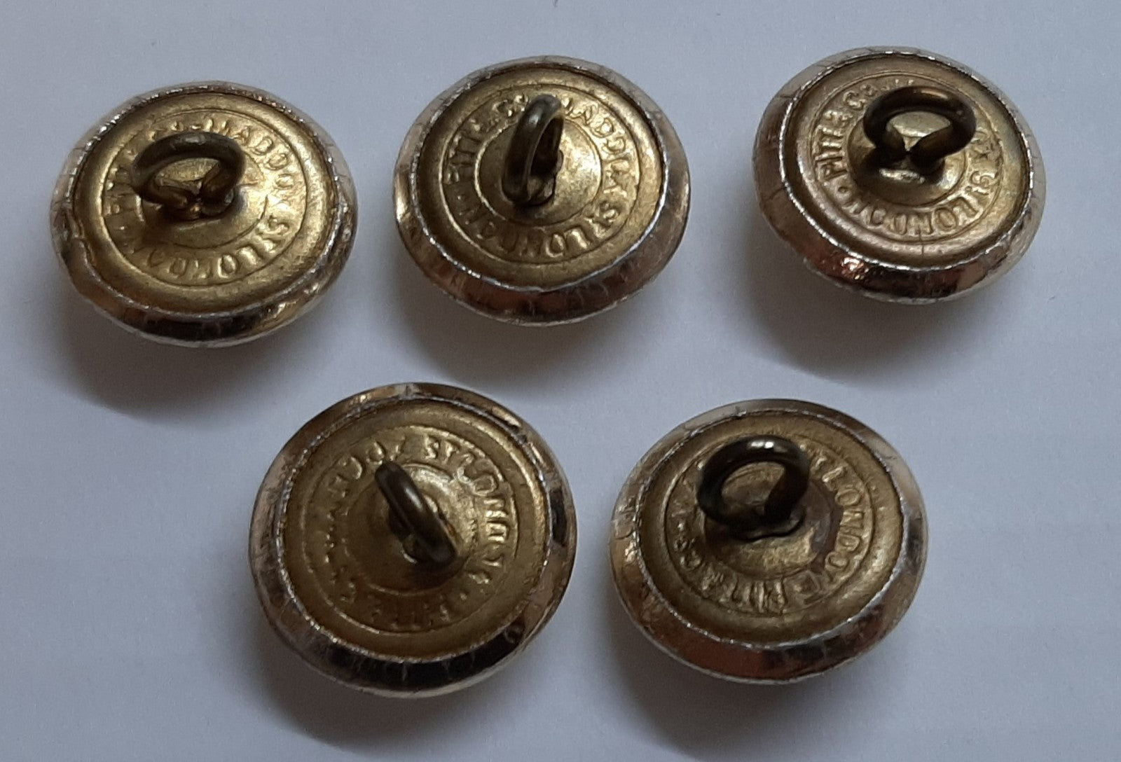Vintage Army Buttons British Artillery Kings Crown Insignia Ring Backed Buttons