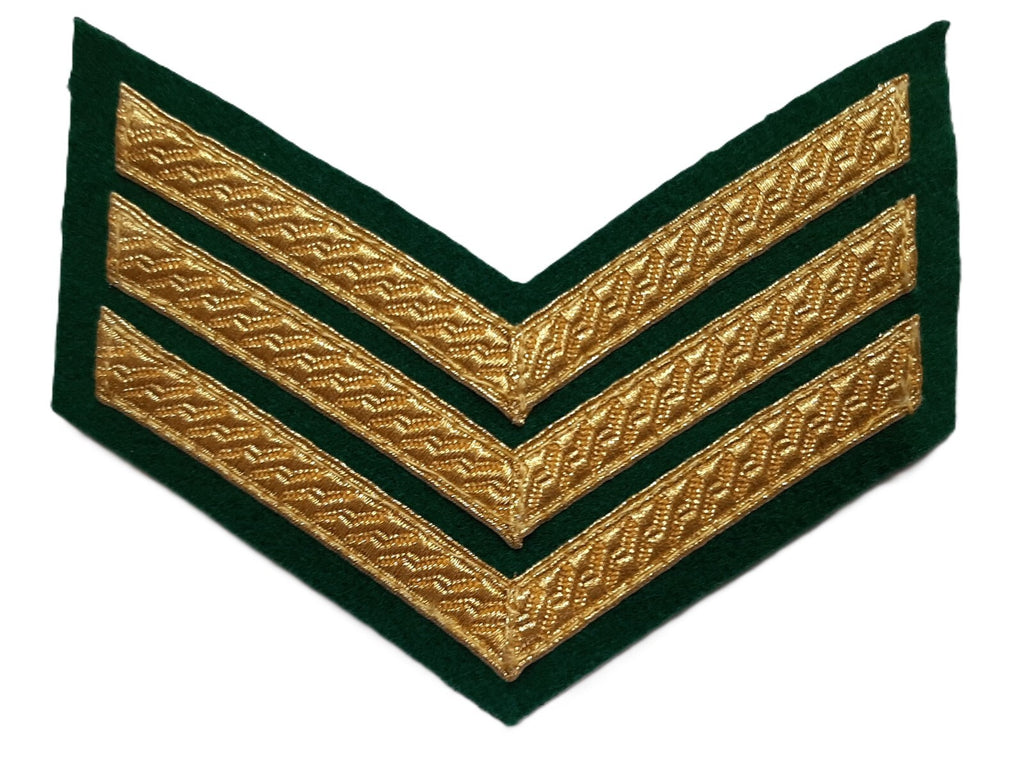 Mess Kit Chevrons Sergeant 3 Gold Bar Mid Green British Army Old Pattern SGT