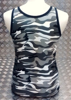 100% Cotton Urban / Winter Camo Sleeveless Vest Singlet Tank Top All Sizes - NEW