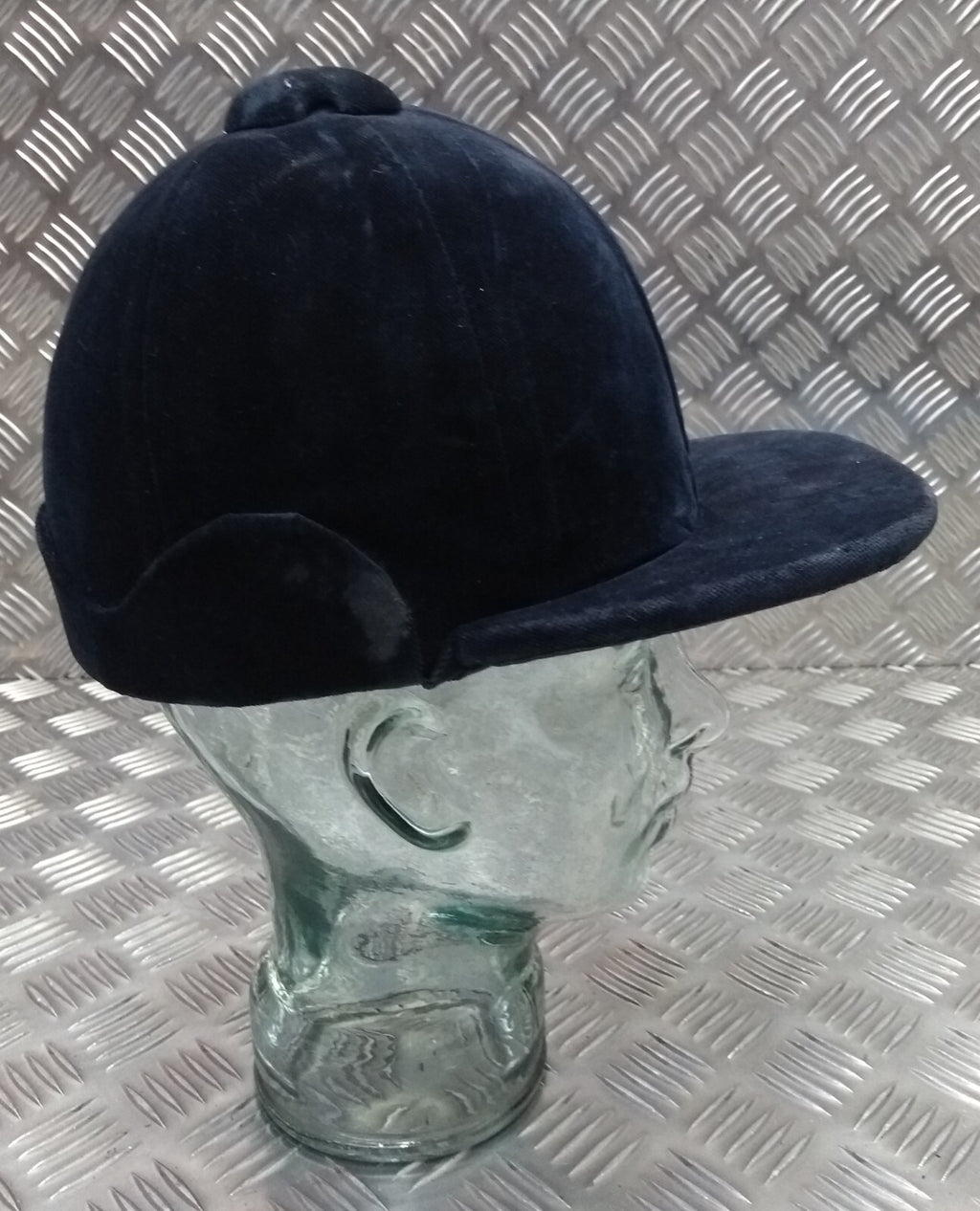 Patey Cap Navy Velvet Covered Hand Made - Navy Hunt Cap Riders Show Cap 59cm