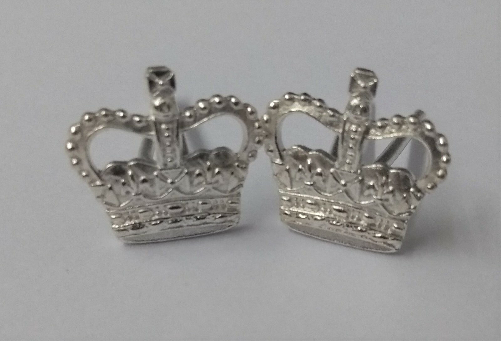 Rank Crown 3/8" Dead Silver Officers Insignia Wire Fitment x 2 NEW