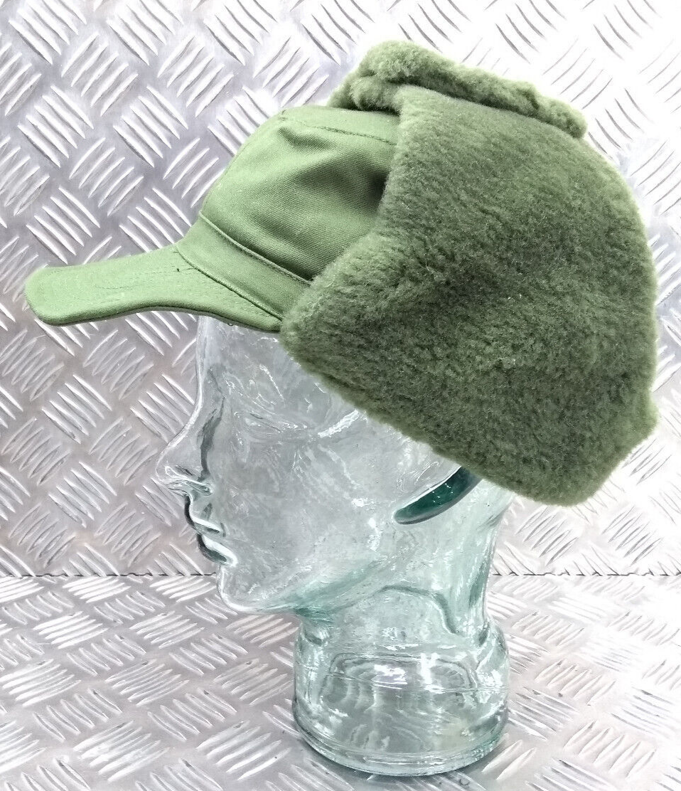 Swedish OD Green Cold Weather Dog Trapper Hat 57cm - NEW