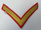Genuine British Issue Gold Wire 1 Bar Chevron On Scarlet Felt