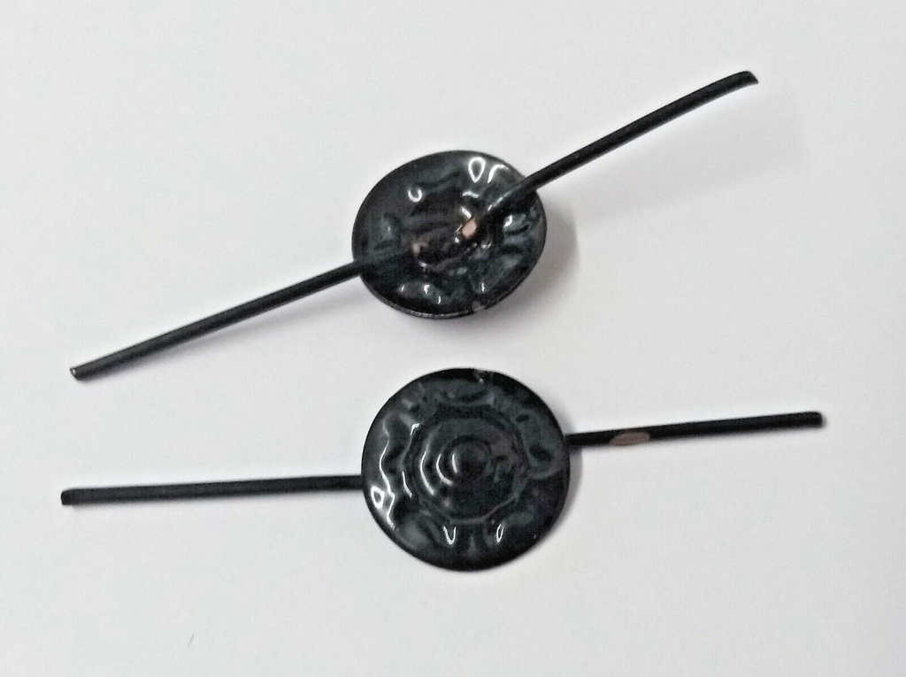 Black Rosettes Insignia British Made Split Pin Vintage Subdued Rose Crown X4