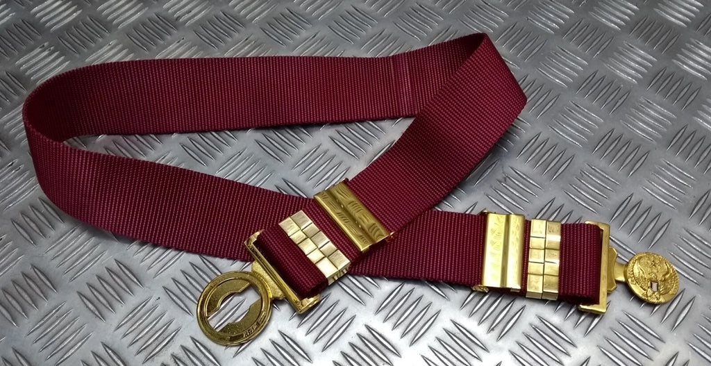 Abu Dhabi Belt Maroon Nylon With Insignia Buckle For Ceremonial & Parade Duties