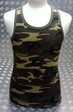 100% Cotton Woodland Camouflage Sleeveless Vest Singlet Tank Top All Sizes NEW
