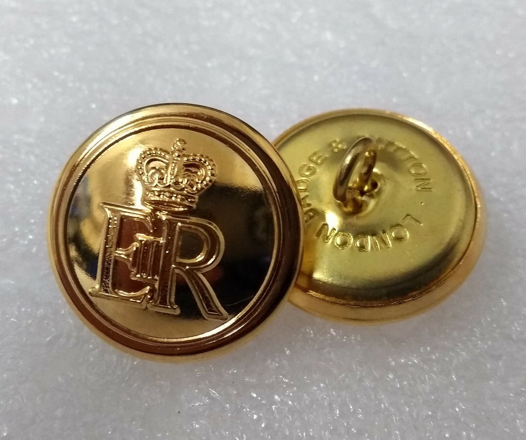 Genuine British Issue E R II Queens Livery Crown Gilt Buttons 38L NEW