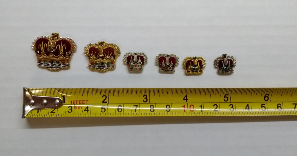Army Crowns Gold/Silver With Crimson Padding Hand Embroidered H/E Insignia X6