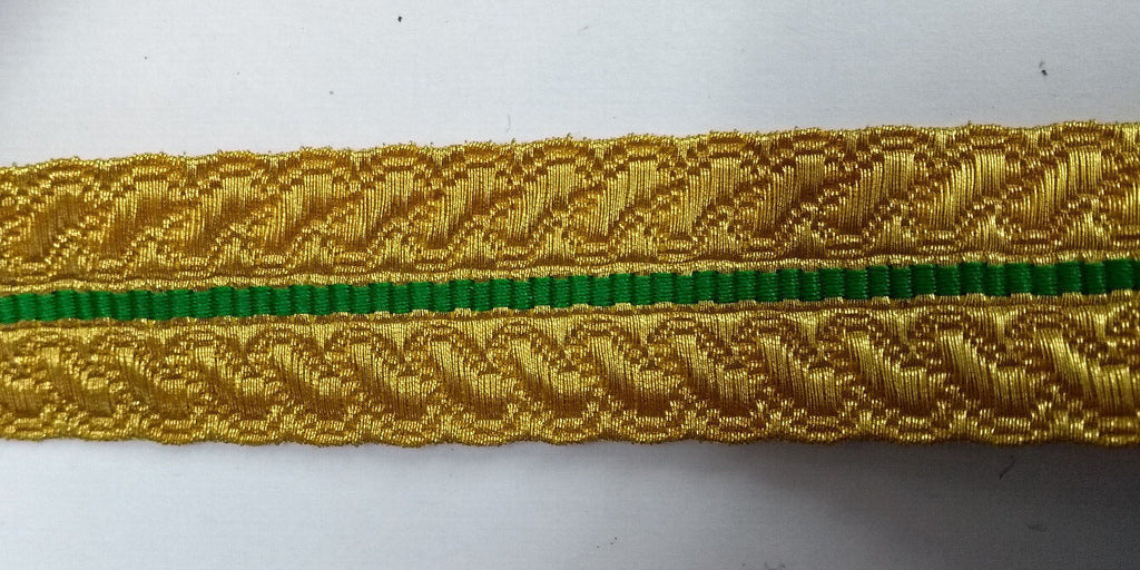 Gold & Green Cotton Metalised Polyester Lace Genuine British Made Issue