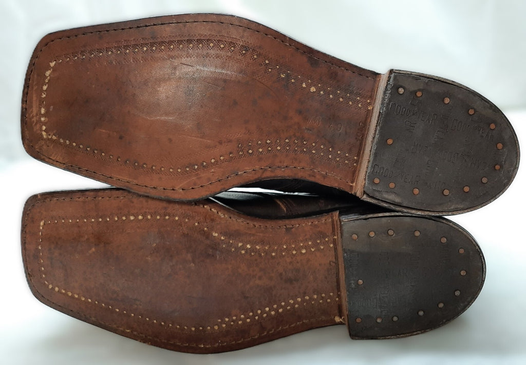 Vintage Army Boots Brown Leather WW2 Pattern 1947 Heel Plates Stitched Sole EU49