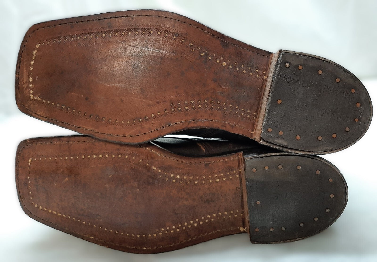 Vintage Army Boots Brown Leather WW2 Pattern 1947 Heel Plates Stitched Sole EU49