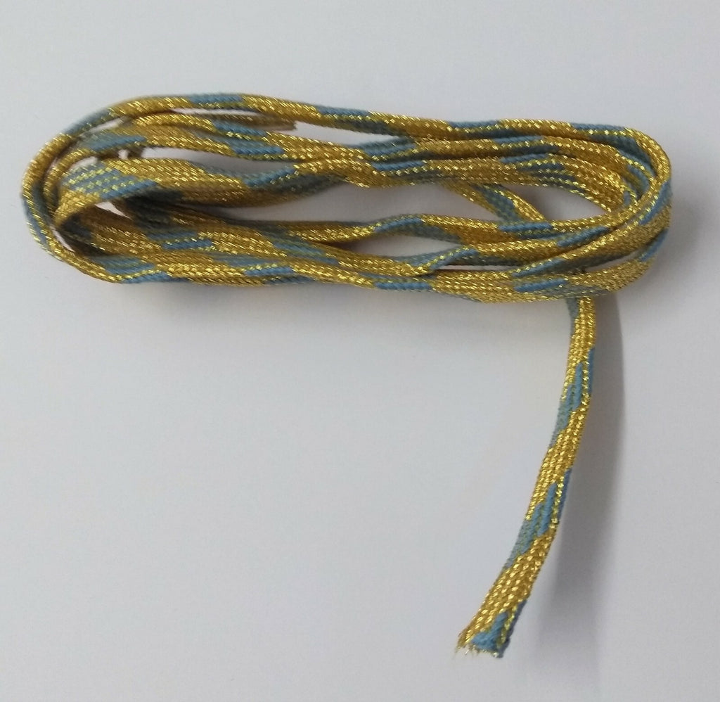 Genuine Issue Tubular Ceremonial Sky Blue on Gold 6mm Braid 6 Flecks 2M