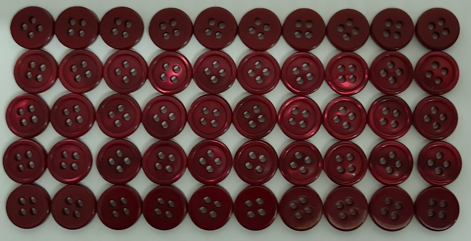100 Vintage Buttons 4 Hole Shirt / Shank Anchors Pearlesque RED Wine 10.7mm NOS