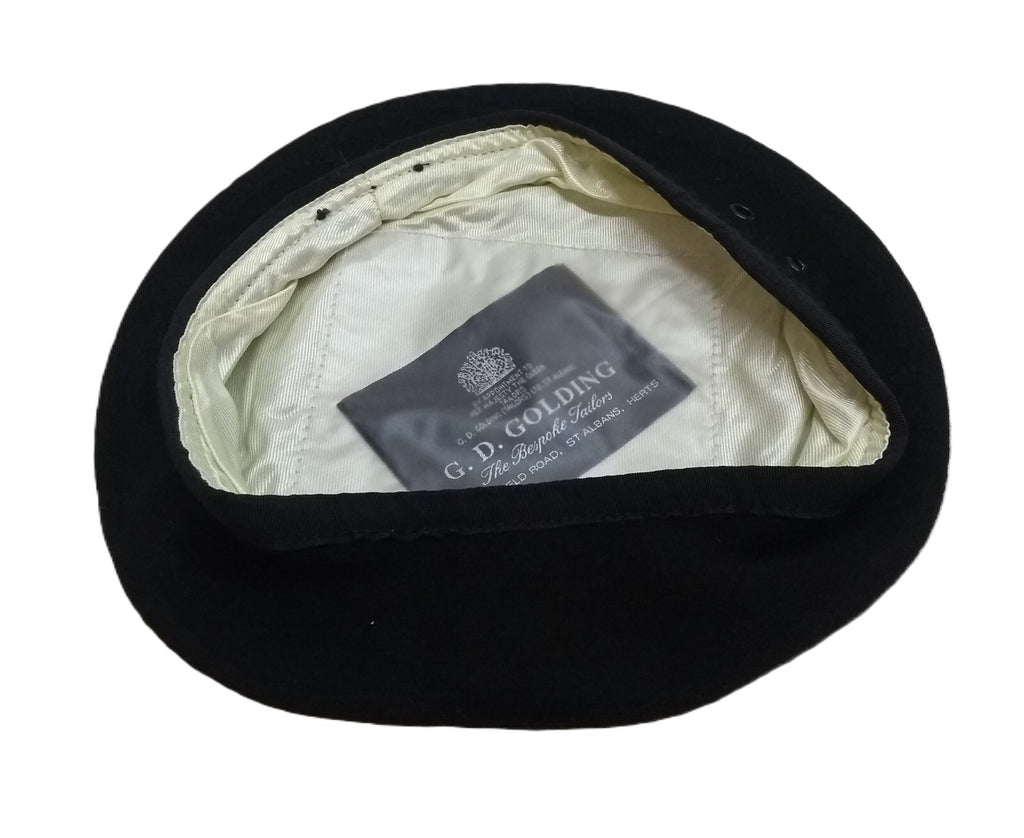 Black Beret Goldings Army Pattern 100% Wool / Silky Lining & Petersham Trim
