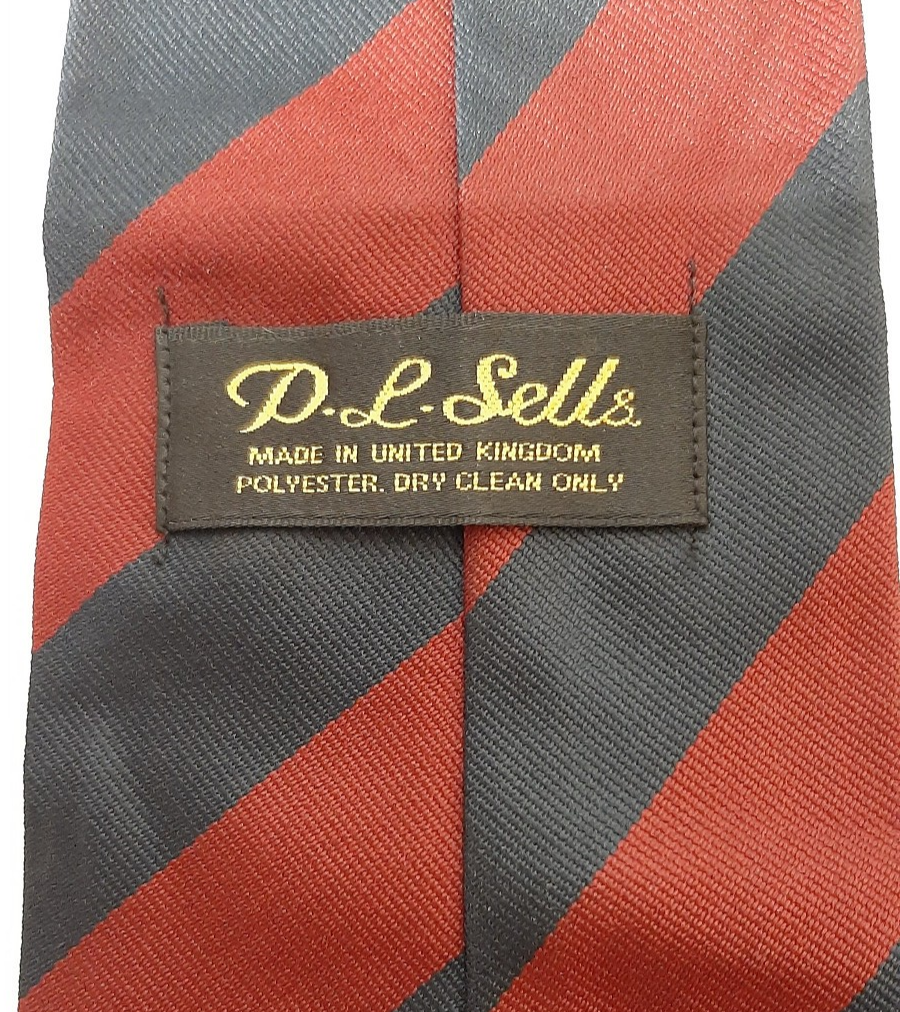 Household Division Maroon Navy Polyester Dress Tie Made In UK by P.L. Sells