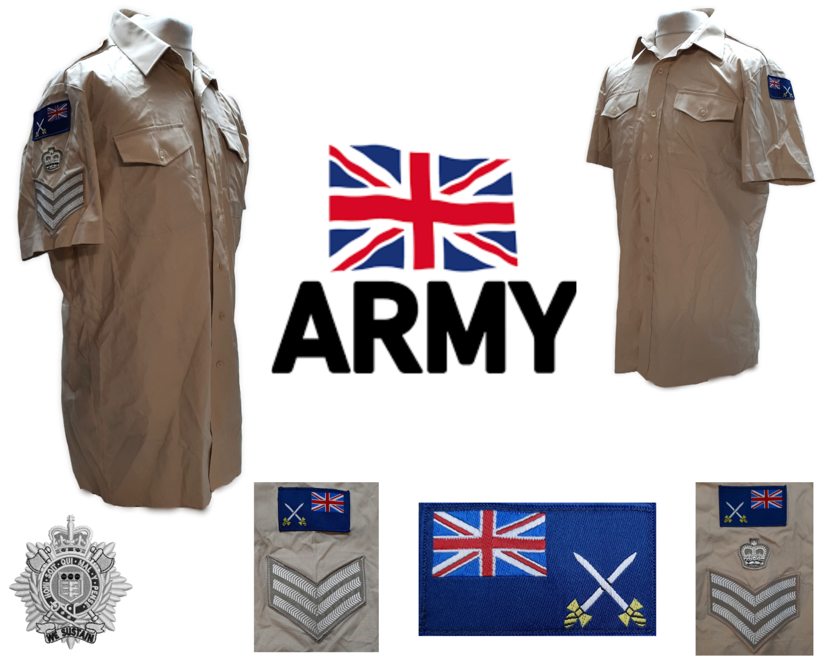 British Army No2 Shirt FAD Fawn Short Sleeves With RLC TRF