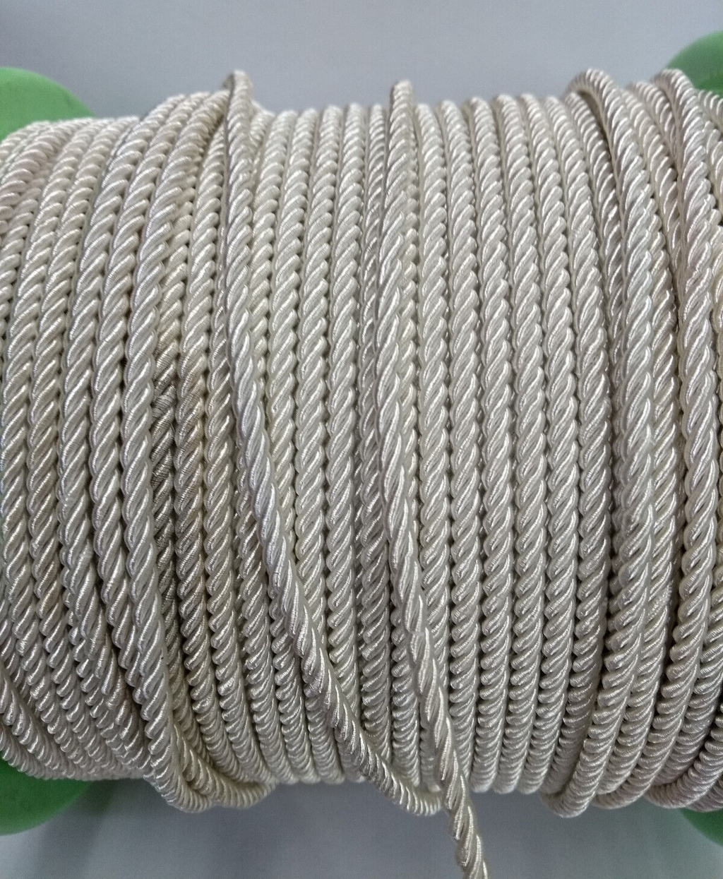 Silver Twisted Metallised Polyester String Braid 3mm / sold by 10" length