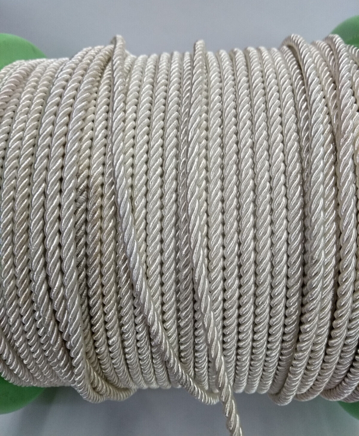 Silver Twisted Metallised Polyester String Braid 3mm / sold by 10" length