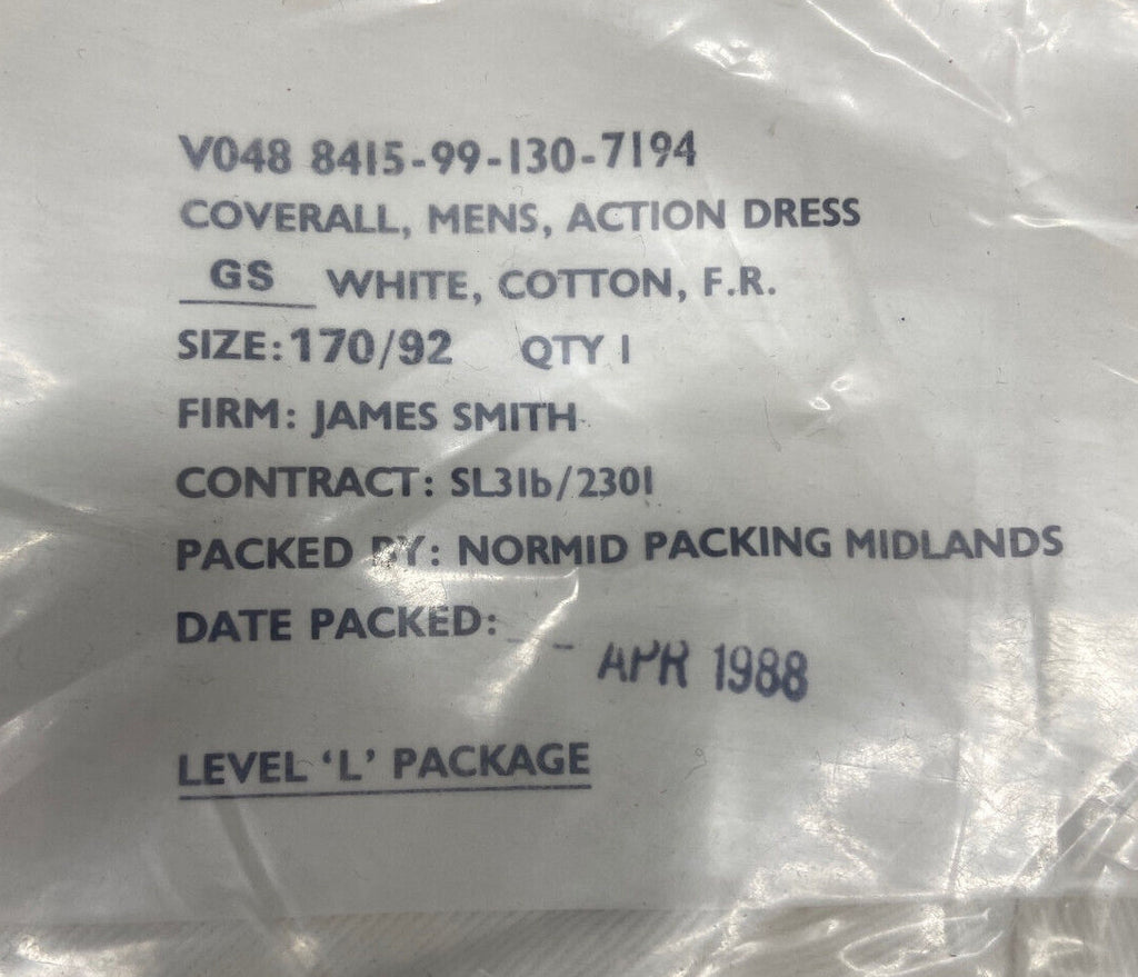 Coveralls Mens Action Dress FR CottonFire Resistant Material Genuine Issue - NEW