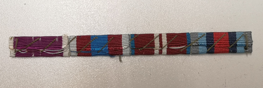 Medal Ribbons 4 in one row with Rosette for No1 No2 Dress British Army Uniform