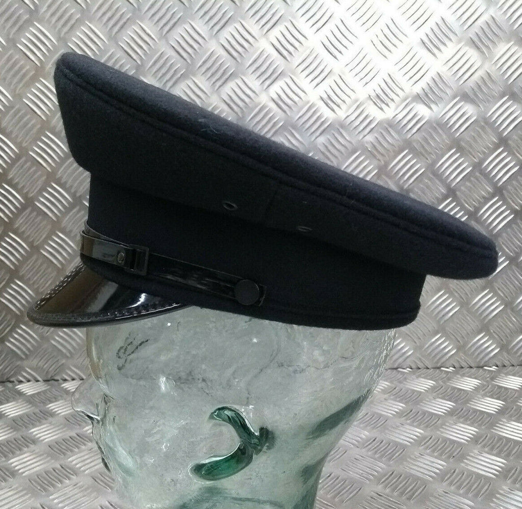 British Made Officers Captains Style Peaked Visor Black Cap Size 53cm - NEW