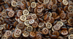 100 Vintage Buttons 4 Hole Shirt / Shank Anchors Pearlesque Brown 10.5mm NOS