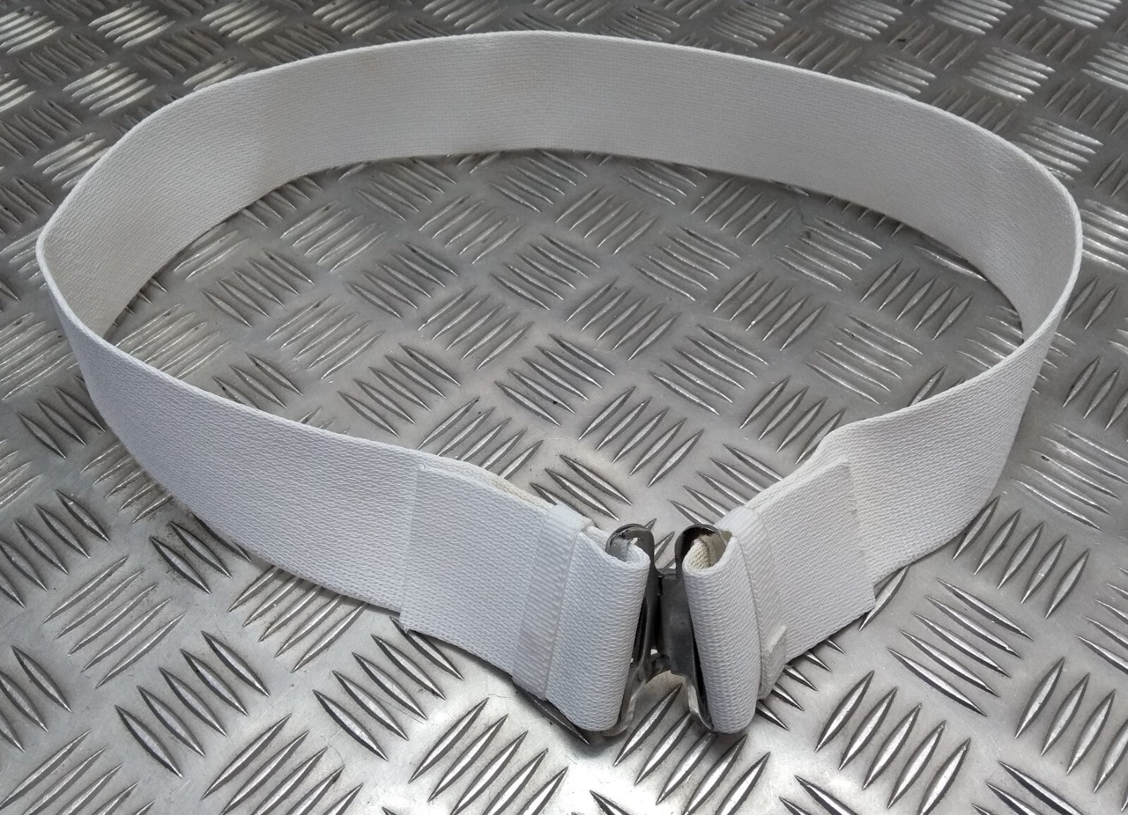 White Courlene Parade Belt With Chrome Buckle