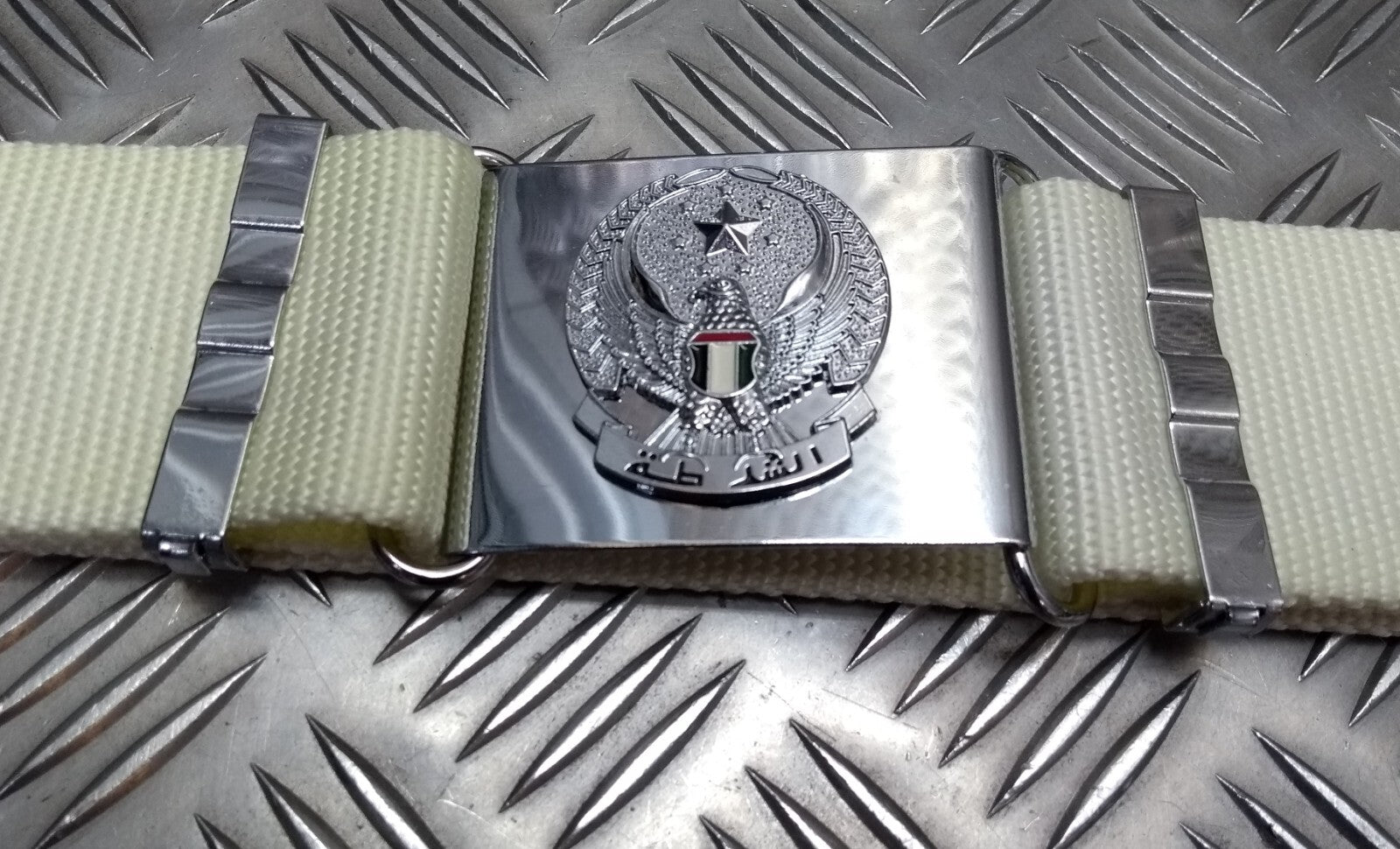 Abu Dhabi Belt White Nylon With Buckle For Ceremonial & Parade Duties