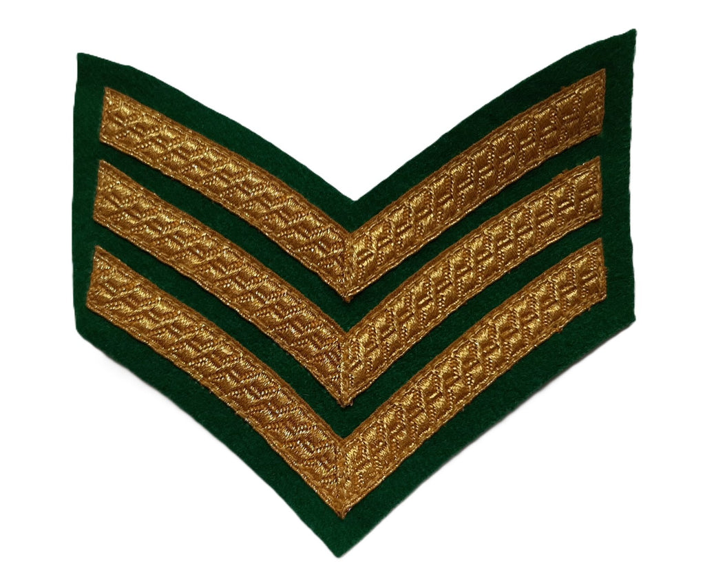 Mess Kit Chevrons Sergeant 3 Gold Bar Mid Green British Army Old Pattern SGT